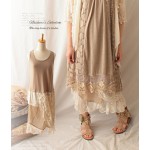 Japanese Mori Girl Style Spring & Summer Medium-Length Sleeveless Slip Asymmetrical Lace Basic Dress For Women Dress #16463