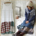 Japanese Women Sweet Patchwork Vintage Plaid Loose Basic Hoho Cute Kawaii Festa Longo Vestido Female Tank Dress Mori Girl U129