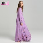 Jastie Floral Embroidered Maxi Dress Tassel V-Neck Long Sleeve Summer Dress Vintage Boho Chic Beach Style Dresses Vestidos 2017