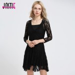 Jastie Summer Style Boho Romantic Sheer Floral Lace Dress V Neck Intimately Flowy Women Dresses (No Lining )8111