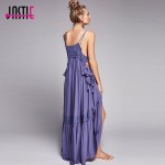 Jastie Sun Drenched Elsewhere Boho Maxi Dress Women Hollow Embroidery Long Dresses Ruffles Hem Vestidos De Fiesta