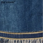 Jean Denim Tassels Zipper Push Up Bustier Women's Bralette Cropped Top Vest Plus Size