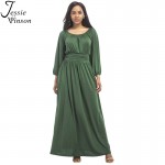 Jessie Vinson Fashion Women O-neck Long Puff Sleeve Maxi Dress Solid Loose Engagement Wedding Party Long Dress