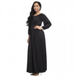 Jessie Vinson Fashion Women O-neck Long Puff Sleeve Maxi Dress Solid Loose Engagement Wedding Party Long Dress