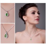 JewelryPalace Pear 0.8ct Natural Peridot 925 Sterling Silver Solitaire Pendant Necklace 18 Inches Women Accessories 2016 Trendy