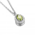 JewelryPalace Pear 0.8ct Natural Peridot 925 Sterling Silver Solitaire Pendant Necklace 18 Inches Women Accessories 2016 Trendy
