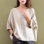 Johnature 2017 Spring New Women T-Shirts Original Half Sleeve Cotton Linen O-Neck Loose Casual High Quality Summer Top