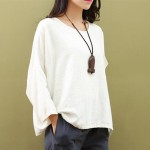 Johnature 2017 Spring New Women T-Shirts Original Half Sleeve Cotton Linen O-Neck Loose Casual High Quality Summer Top