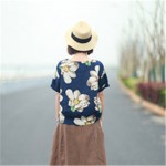 Johnature 2017 Summer New Women Print Flower Round Neck Cotton Linen Short Sleeve T-Shirt Loose Vintage Girl Top