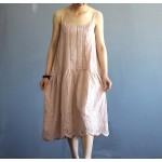Johnature Women Dress Cute Solid Colour Cute 2017 Summer New Casual Sleeveless Hollow Out Spaghetti Strap Mori Girl Fold Dresses