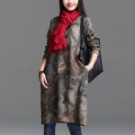 Johnature Women Dress Vintage 2018 Spring New Plus Size Women Clothes Loose Korean Fashion Cotton Robe Print Floral Warm Dress