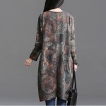 Johnature Women Dress Vintage 2018 Spring New Plus Size Women Clothes Loose Korean Fashion Cotton Robe Print Floral Warm Dress