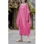 Johnature Women Maxi Dress Knitted Loose Bat Sleeve O-Neck 2018 Autumn New Warm Warm Plus Size Women Clothes Vintage Dress Robes