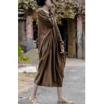 Johnature Women Maxi Dress Knitted Loose Bat Sleeve O-Neck 2018 Autumn New Warm Warm Plus Size Women Clothes Vintage Dress Robes