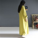 Johnature Women Maxi Dress Vintage Robes 2018 Autumn New Loose Cotton Linen Stand Button 2 Colour Chinese Style Dress Robes