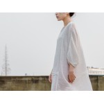 Johnature Women White Dress Robes 2017 New Original New Spring Loose O-Neck Cotton Maxi Dress Solid Embroidery