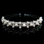 Joyme New Silver Crystal Rhinestone Pearls Hairbands For Women Bridal Wedding Hair Accessories Tiara Headbands Crown Hairwear