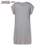 KAIGE NINA Casual T-shirt Dress Women Fashion Print Mini Dress Summer Short Sleeve Plus Size Chiffon Dress Cotton Vestidos 0762D