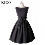 KIGO 2016 Elegant Black Dress Summer Retro 50s Dress Vintage Dresses Audrey Hepburn Vestidos Plus Size Women Clothing K4086