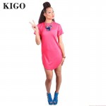 KIGO Women Summer Dresses Summer Tshirt Dress O Neck Short Sleeve Casual Robes Vestidos Sexy Party Club Wear Bodycon Dress 2016