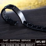 KISS MANDY Cross Pattern Stainless Steel Bracelet in Black Color Scripture Religious Wristband Bracelet Fashion Accessories FB57