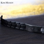 KISS MANDY Cross Pattern Stainless Steel Bracelet in Black Color Scripture Religious Wristband Bracelet Fashion Accessories FB57