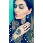 KISS ME Statement Trendy Jewelry Elegant Shiny Resin Stone Blue Plant Stud Earrings Factory Wholesale