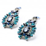 KISS ME Statement Trendy Jewelry Elegant Shiny Resin Stone Blue Plant Stud Earrings Factory Wholesale