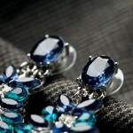KISS ME Statement Trendy Jewelry Elegant Shiny Resin Stone Blue Plant Stud Earrings Factory Wholesale