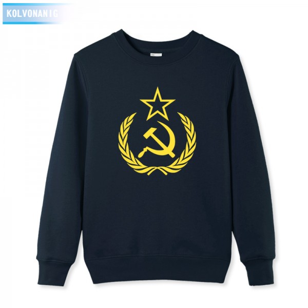 KOLVONANIG Winter Dress Hoodies Men Hip Hop CCCP Soviet Union Sickle Print Hoody Men's Sportswear Sweatshirt Plus Size Pullover