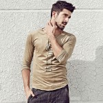 KUEGOU 2017 Spring Mens Fashion T-Shirts Letter Brand Clothing Man's Long Sleeve Slim Fit T Shirts Wear Tops Tees Plus Size 2033