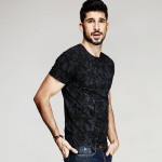 KUEGOU 2017 Summer Mens Casual T Shirts Black Flower Print Brand Clothing For Man's Short Sleeve Slim T-Shirts Male Tops Tee 836