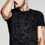 KUEGOU 2017 Summer Mens Casual T Shirts Black Flower Print Brand Clothing For Man's Short Sleeve Slim T-Shirts Male Tops Tee 836