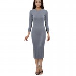 KVF Design Women Long Sleeve Skinny Dresses Lady's Formal Elegant Modal Dress Plain High Street Fashionable