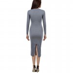 KVF Design Women Long Sleeve Skinny Dresses Lady's Formal Elegant Modal Dress Plain High Street Fashionable