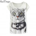 KaiTingu 2017 New Fashion Vintage Spring Summer T Shirt Women Clothing Tops Animal Owl Print T-shirt Printed White Woman Clothes