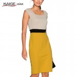 Kaige.Nina New Dress Simple Pure Color Natural Style Dress Sleeveless Party Brought No Decoration Knee-Length Dress 1229