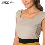 Kaige.Nina New Dress Simple Pure Color Natural Style Dress Sleeveless Party Brought No Decoration Knee-Length Dress 1229