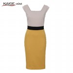 Kaige.Nina New Dress Simple Pure Color Natural Style Dress Sleeveless Party Brought No Decoration Knee-Length Dress 1229