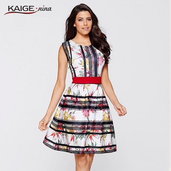KaigeNina New Fashion Hot Sale Women  Butterfly Print Casual Dress Vestidos Party Dresses  Women Summer Dress 2213