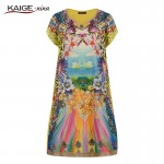 KaigeNina New Fashion Hot Sale Women diamonds floral print desigual women casual dress  loose party dresses 885-6 Casual Dress