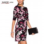 Kaige.Nina New Women's Clothing Novel Style Sleeve Round Collar Without Decoration Printed Summer Tight Mini Dress 1232