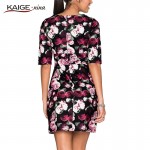 Kaige.Nina New Women's Clothing Novel Style Sleeve Round Collar Without Decoration Printed Summer Tight Mini Dress 1232