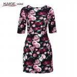 Kaige.Nina New Women's Clothing Novel Style Sleeve Round Collar Without Decoration Printed Summer Tight Mini Dress 1232