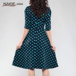 Kaige.Nina Summer Women Dot Polka Dresses Half Black Retro Casual Party Robe Rockabilly 50s Vintage Vestidos Plus Size 2205