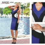Kaigenina fashionable woman elegant sleeveless office business casual  Sheath Solid elastic dress 2286