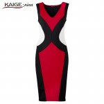 Kaigenina fashionable woman elegant sleeveless office business casual  Sheath Solid elastic dress 2286