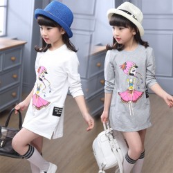 Kids casual letter print dress girls dress baby girl clothes Fashion Long Sleeve Ruffles cartoon Children clothing t-shirt Dress