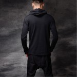 Korean Fashion Men`s Punk Style Black Pullover With Hood Drawstring Turtleneck Hip Hop Gothic Sweatshirts Hoodies