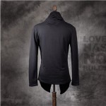 Korean Fashion Men`s Punk Style Black Pullover With Hood Drawstring Turtleneck Hip Hop Gothic Sweatshirts Hoodies